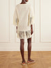 Indra fringed crocheted cotton mini dress