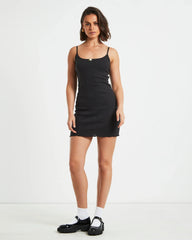 Bittersweet Pointelle Mini Dress in Black