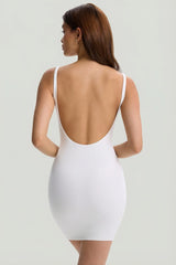 Modal Low-Back Bodycon Mini Dress in White