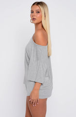 Slow Life Pyjama Shorts Grey Marle