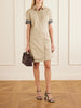 Asymmetric cotton and silk gabardine-blend mini dress