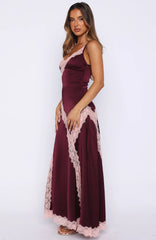 Powerful Pose Satin Maxi Dress Plum/Baby Pink