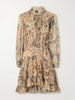 Tiered ruffled paisley-print chiffon mini dress