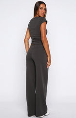 Break The Records Wide Leg Pants Charcoal