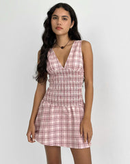 Hevoria Mini Dress in Basic Tartan Pink