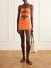 Orbit embellished ruched cutout printed stretch-jersey mini dress