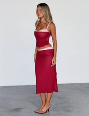 CALINE MIDI SKIRT - RED