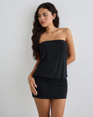 Belia Cinched Waist Mini Dress in Black