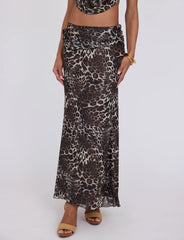 PEARL MAXI SKIRT - MULTI : LEOPARD