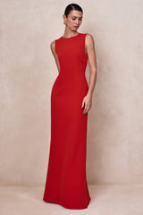 Astrelle | Red Crew-Neck Maxi Dress