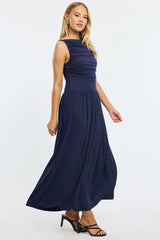 Blue Maxi Dress Boat Neck