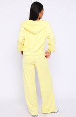 Causing Commotion Terry Wide Leg Sweatpants Lemon