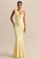 Armelia | Lemon Cowl-Neck Maxi Dress With Scarf-Detail