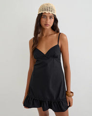 Tavita Mini Dress in Poplin Black
