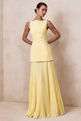 Hadley | Lemon Boat-Neck Maxi Dress With Drop-Waist