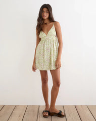 Amibeth Mini Dress in Blooming Lily Green