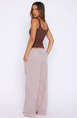 The Sweetest Love Drawstring Pants Pink/Chocolate Stripe