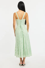 Green Midi Dress Burn Out