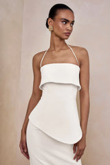 Fran | White Square-Neck Corset Maxi Dress
