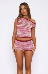 Please Change Your Mind Knit Shorts Boysenberry Sundae
