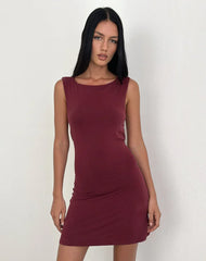 Yuzuki Mini Dress in Cupro Burgundy