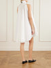 Tie-detailed pleated cotton mini dress