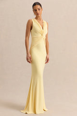 Holly | Lemon Plunge-Neck Maxi Dress With Twist-Detail