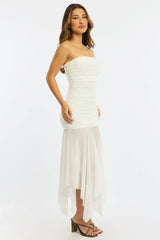 White Strapless Maxi Dress