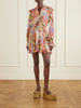 Ruffled paisley-print chiffon mini dress