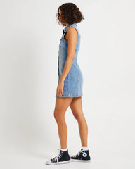 Button Up Denim Mini Dress Lula