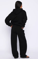 Glow Your Own Way Studded Wide Leg Sweatpants Black
