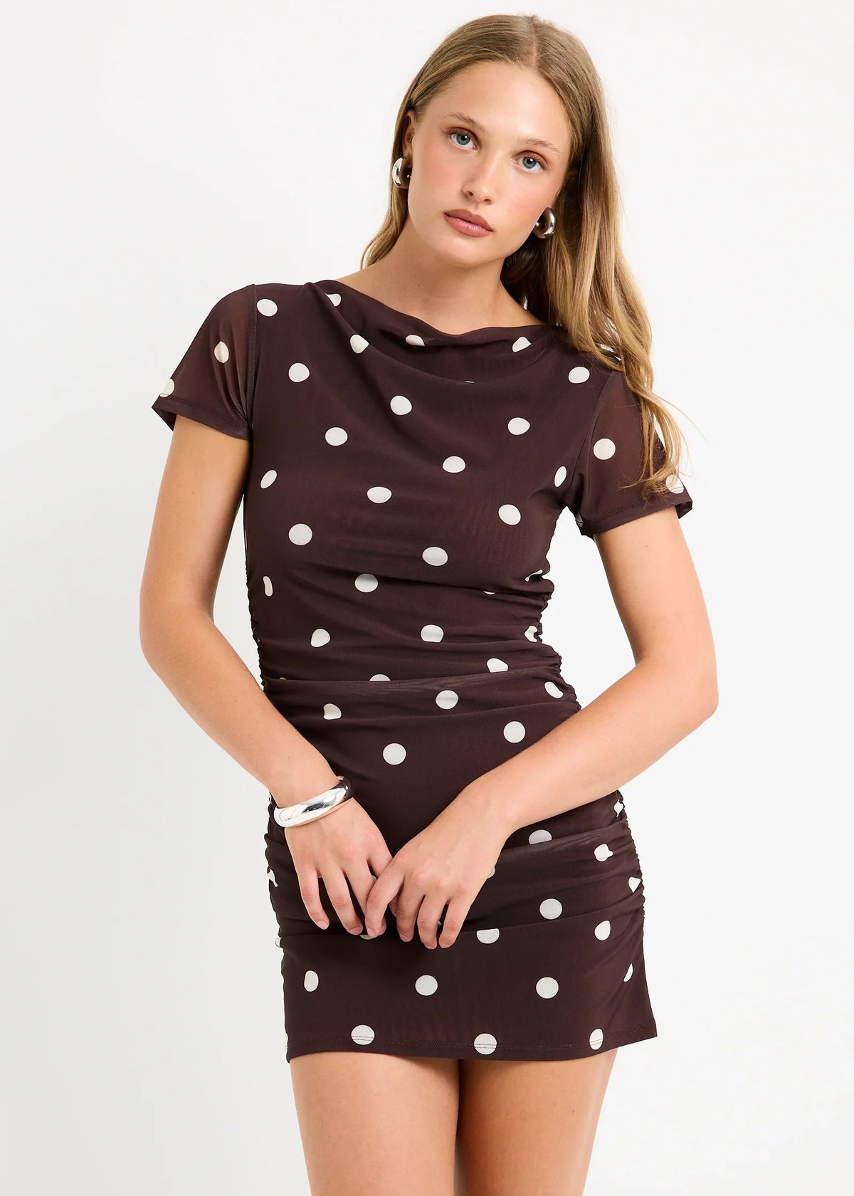 Mila Spot Mesh Mini Dress