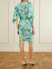 Draped floral-print silk mini dress