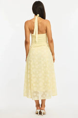 Yellow Halter Neck Midi Dress