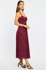 Red Midi Dress Burn Out