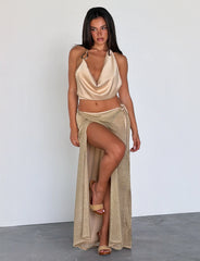 CYRENE TIE MAXI SKIRT - GOLD