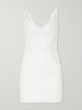 Lace-paneled jersey mini dress