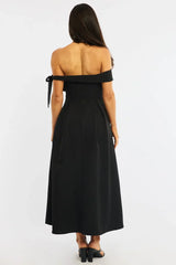 Black Off Shoulder Midi Dress