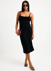 Straight Neck Midi Dress