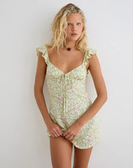 Gadisa Mini Dress in Blooming Lily Green