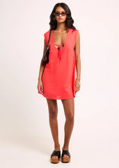 Everlyn Linen Scoop Neck Mini Dress