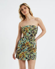 Palma Mini Dress Tropical Palm