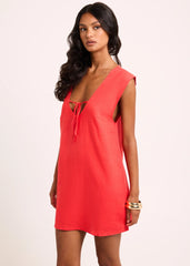 Everlyn Linen Scoop Neck Mini Dress