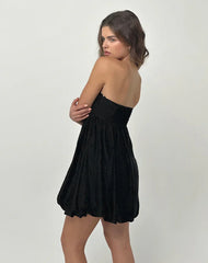 Richie Mini Dress in Satin Jacquard Black