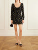 Ruffled floral-print crepe mini dress