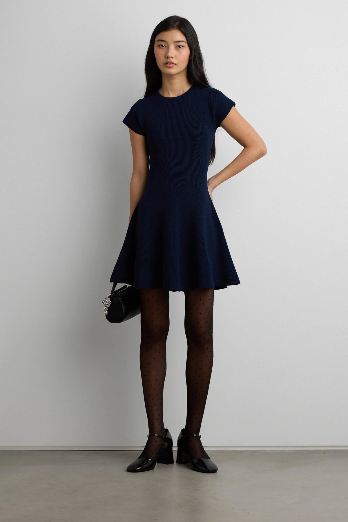RIBBED FIT AND FLARE MINI DRESS