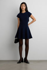 RIBBED FIT AND FLARE MINI DRESS