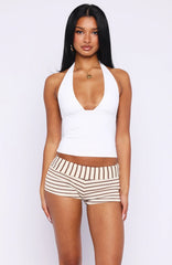 Heart Of Gold Stripe Shorts Cream