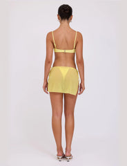 CYNTHIA MINI MESH SKIRT - YELLOW : PALE YELLOW