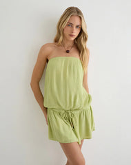 Moka Mini Dress in Crinkle Pistachio